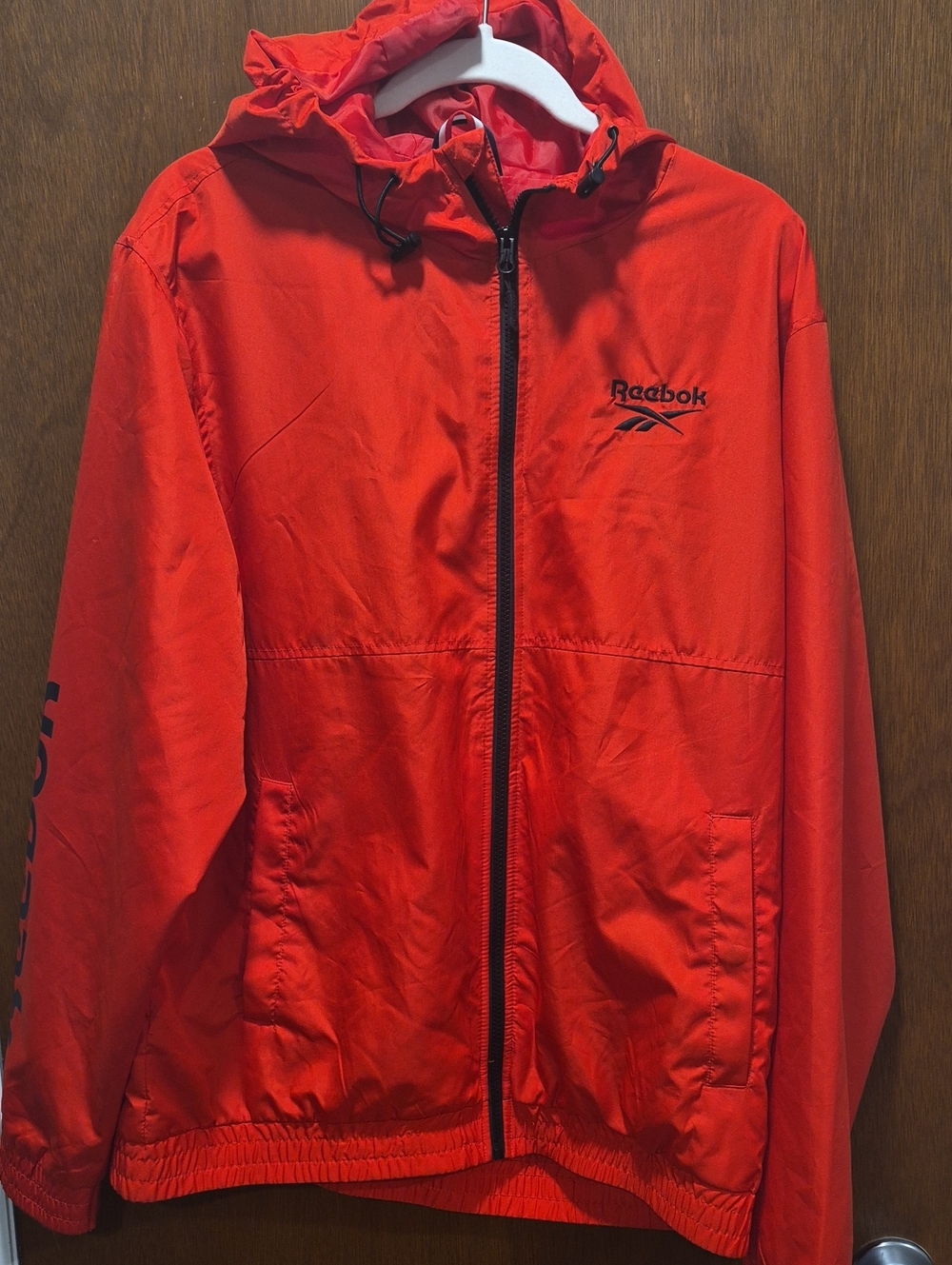 Reebok Men's Bright Red Hooded Windbreaker Jacket